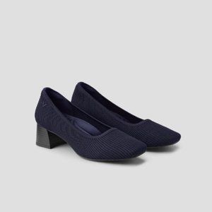 Vivaia Square-Toe Chunky Heels Melody Pro Navy Blue Pressure Relief Insole